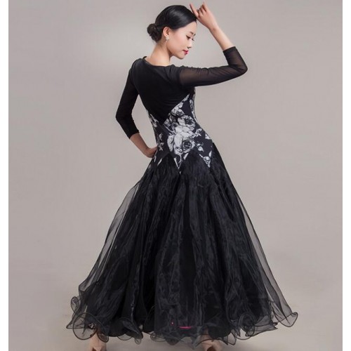 Women's girls printed ballroom dancing dresses flamenco dress stage performance walzt tango dance dresses